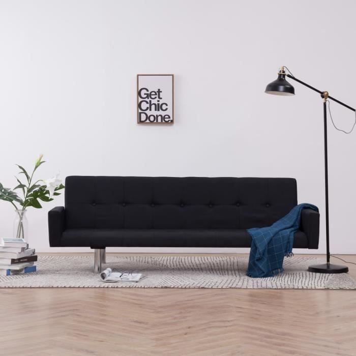 Canapé-lit - Slyle contemporain Canapé d'angle avec accoudoir Noir Polyester