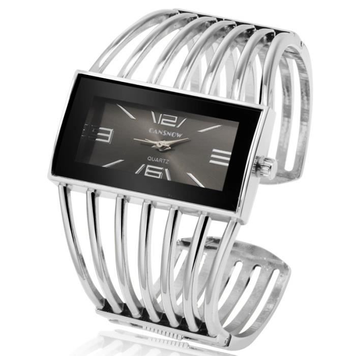 SHARPHY Montre Bracelet Femme carre quartz noir