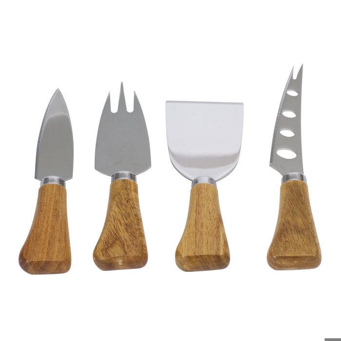 COFFRET SERVICE FROMAGE 4 COUVERTS DE SERVICE BOIS ET INOX NEURE NEUTRE