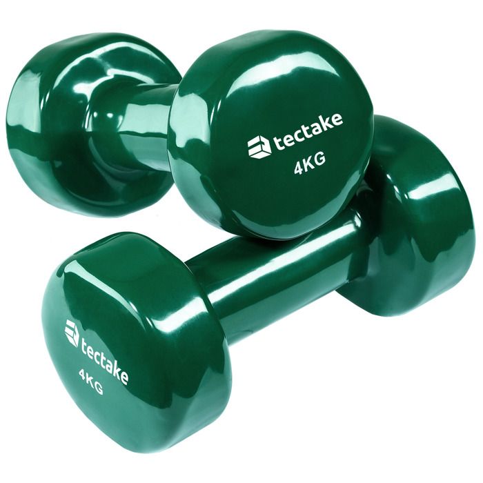 TECTAKE 2 Haltères de Musculation 4 kg en Vinyle Vert