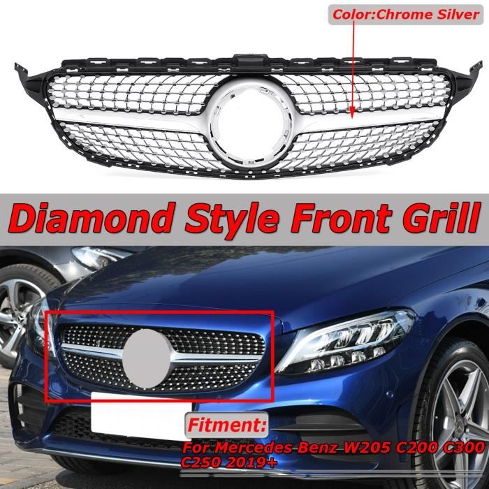 Grille de Calandre Avant Pare Chocs Pour Mercedes Benz W205 C200 C300 C250 2019+ Chrome Argent