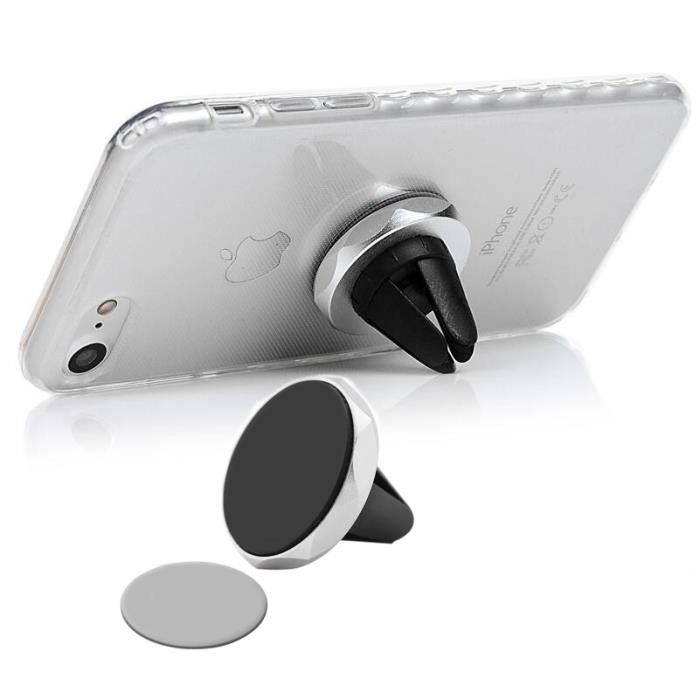 Tikawi x2 Support Téléphone Voiture Magnétique UNIVERSEL (Samsung / IPhone) Grille Aération - Support Portable Noir
