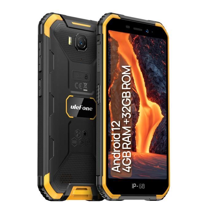 32Go Ulefone Armor X6 Pro Smartphone Pas Cher Android 12,4000mAh Batterie128 Go Extensible Telephone Portable Debloqué-Orange