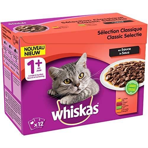 Whiskas Sélection classique en sauce – Nourriture humide pour chat adulte – Alimentation complète en sachets fraîcheur 30638