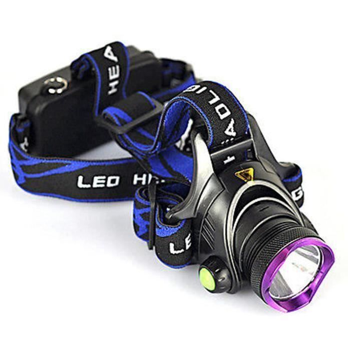 CW05709-3000 Lm XM-L T6 LED Lampe frontale Lampe de poche Torche 2X18650 + UE AC Chargeur RWei115