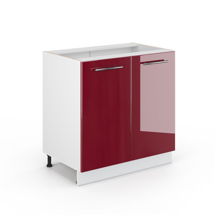 Meuble bas de cuisine Fame-Line 80cm sans plan de travail Rouge bordeaux Haute brillance/Blanc Vicco 34775