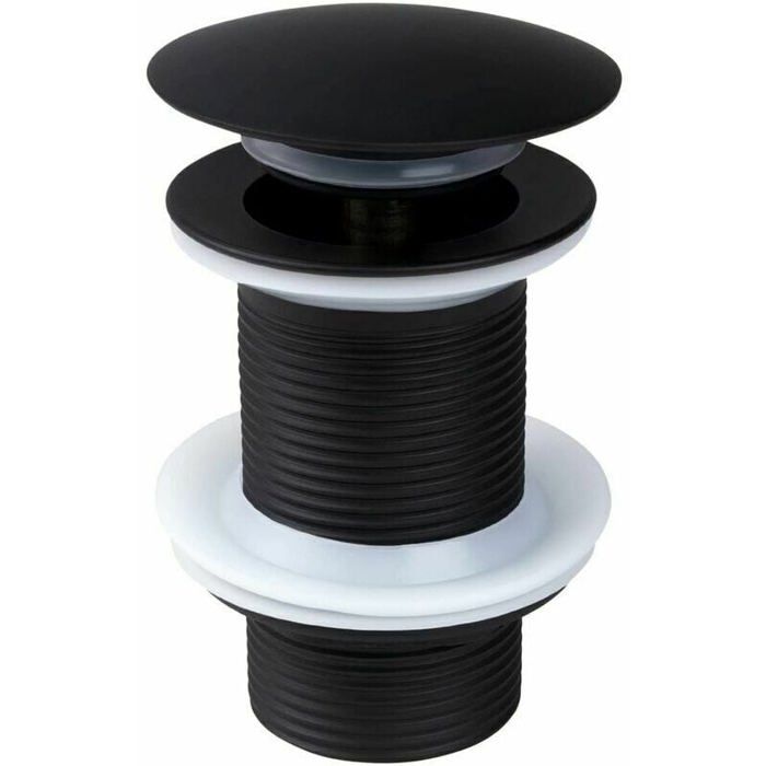 Bonde De Lavabo Avec Trop-plein Universelle G1-1/4 - Acier Inoxydable Noir - Clic-clac - Pour Lavabo Salle De Bain