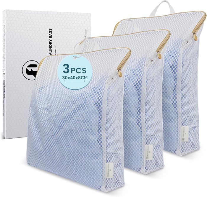 Pack De 4 Filets à Linge Pour Machine - 2 Grandes (50x60cm) Et 2 Petites (20x34cm), Fermeture éclair
