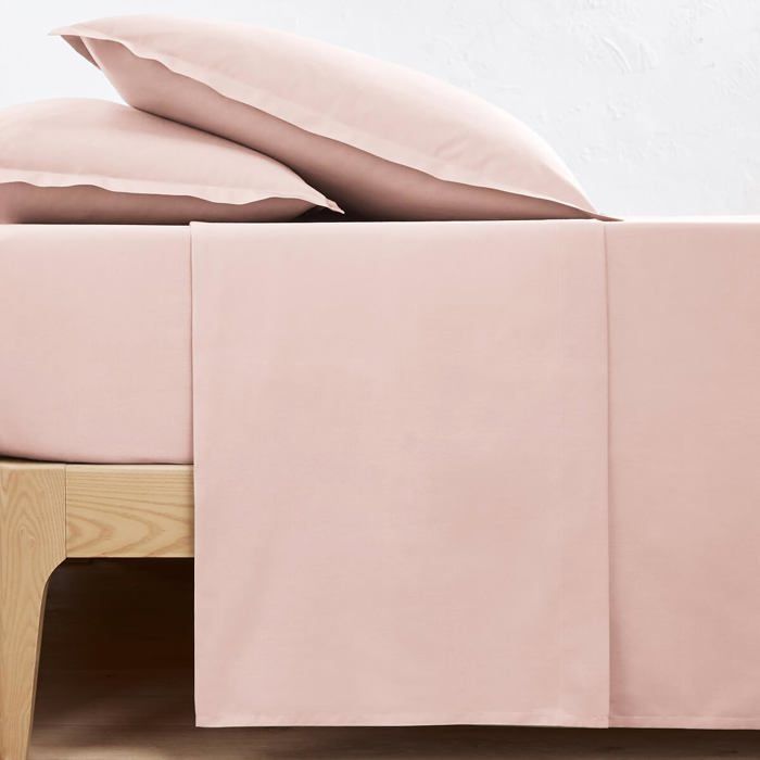 Ensemble de Parure de draps - 100% Coton - 3 Pièces - Lit 1 Personne - Rose - Uni