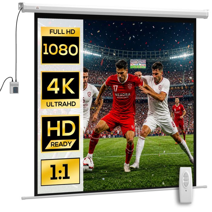 Écran de projection motorisé - HOMCOM - 85 pouces - 4K HD électrique montage mural ou plafond panneau de commande et télécommande