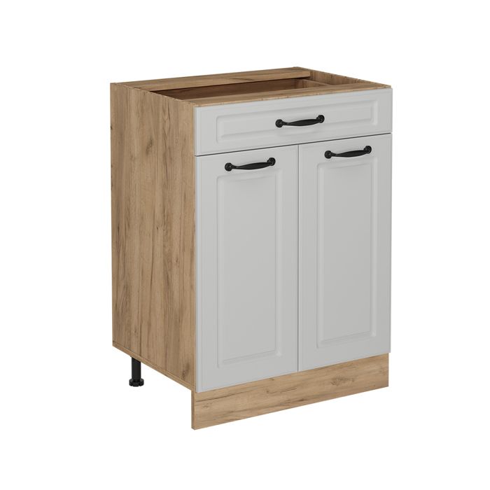 Meuble cuisine R-Line 60cm avec tiroir sans PT Blanc campagne/Chêne de force doré Vicco 53851