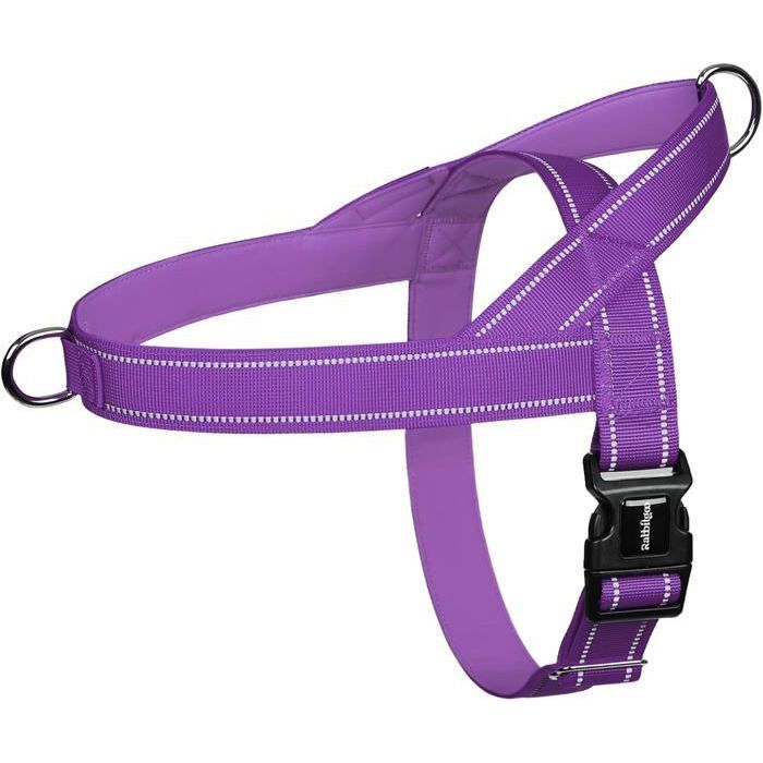 rabbitgoo Harnais Chien Anti Traction Arnet pour Chien Facile à Mettre Harnais Réfléchissant Réglable avec Attache Devant L Violet
