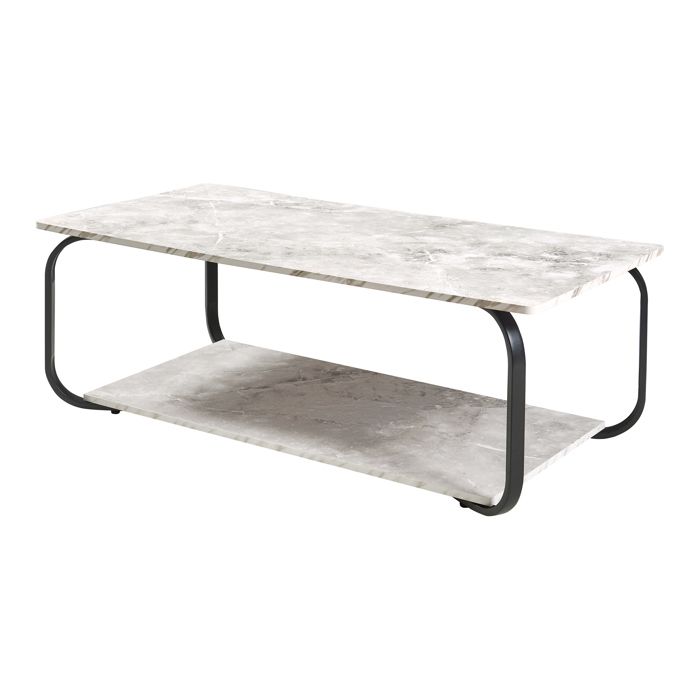 Table basse Kolta 120 x 60 x 43 cm aspect marbre blanc noir