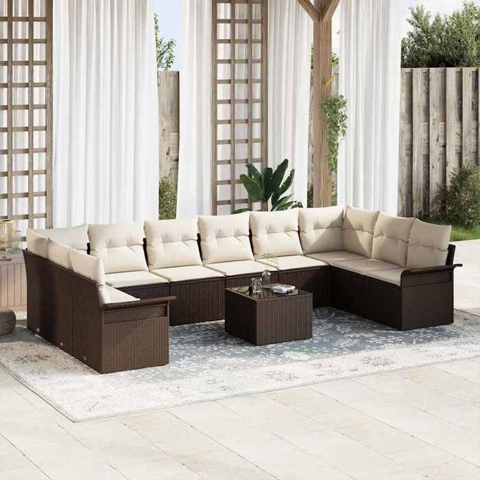 vidaXL Ensemble de canapé de jardin 11 pcs Gris polyrotin 3354217
