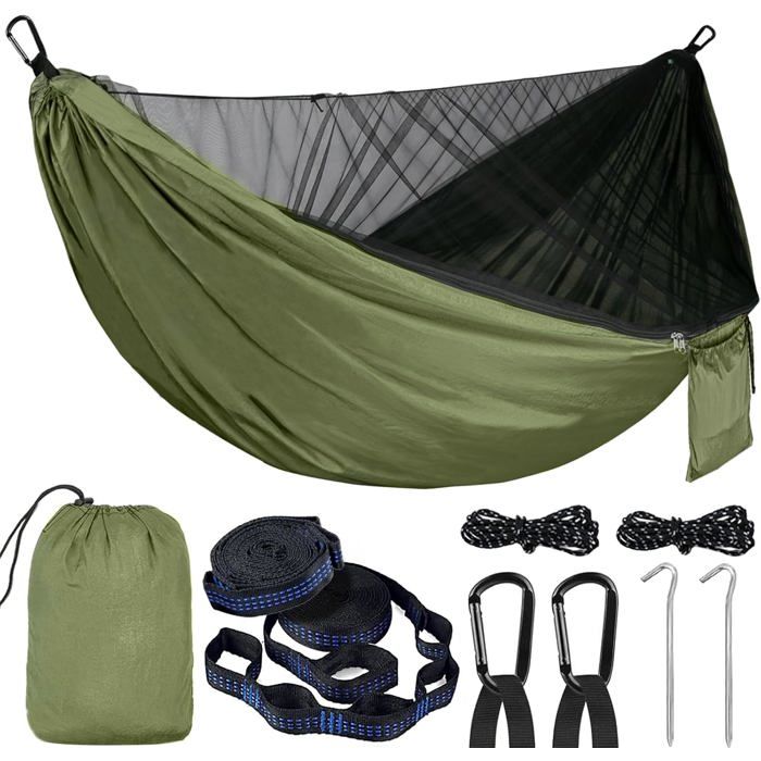 PQETBV Hamac dexterieur Camping Hamac de Voyage 2 Personnes Convient au Camping en Plein Air(270 x 140 cm)