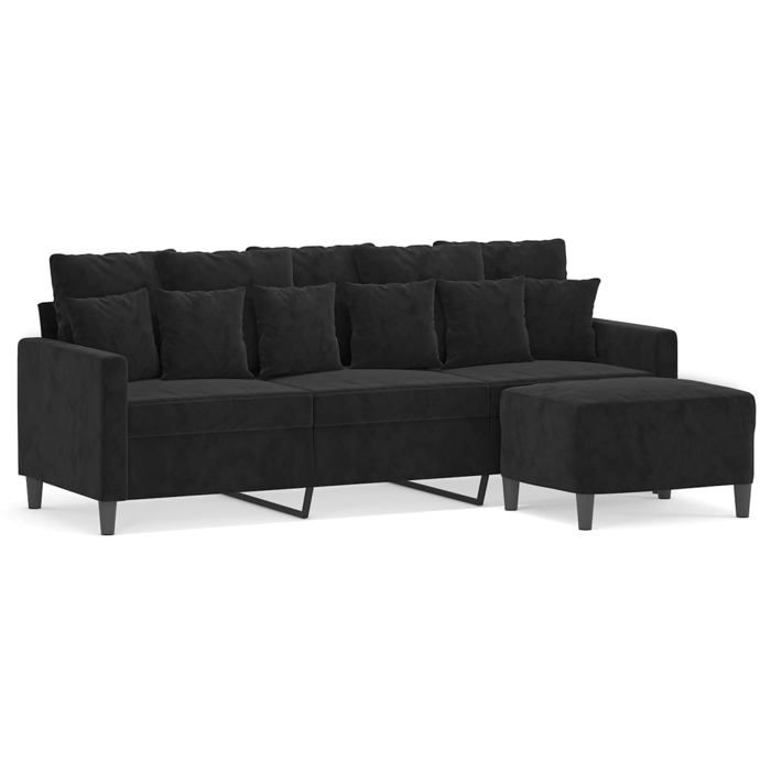 LMT - TOP@Canapé à 3 places - Design accrocheur - Sofa 2/3 personnes Classique - avec repose-pieds Noir 180 cm Velours CC32171