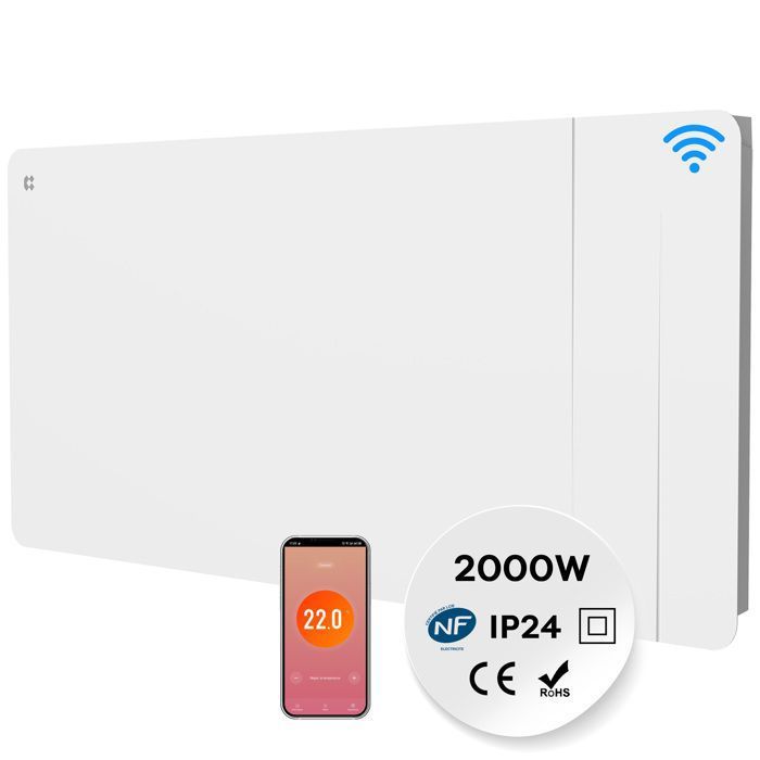 CIARRA Radiateur Électrique Connecté à Inertie Céramique 2000W 15 - 30m² WiFi/App 4 Modes Programmation 7j/24h IP24 LCD CBHTD20A-W