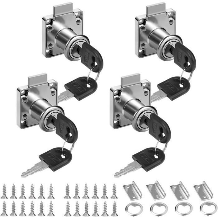 Lot De 4 Serrures De Tiroir En Acier Inoxydable – Diamètre 22 Mm, Jinsion, Pour Meubles Et Bureau