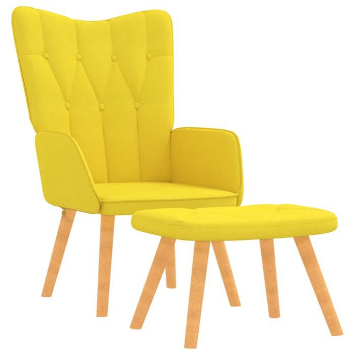 “Winter SaleTOP Fauteuil Chaise de relaxation Jaune - Chaise de relaxation avec tabouret Jaune moutarde Tissu PRO57273