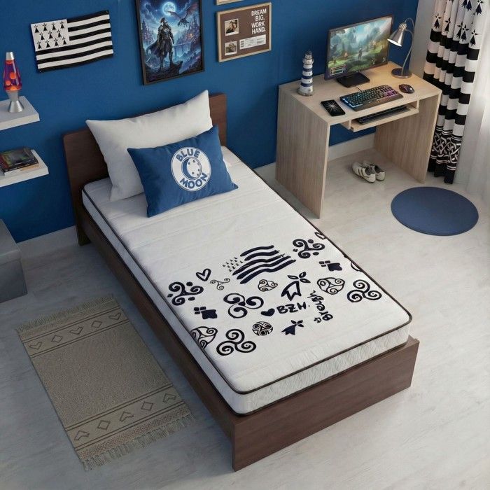 Matelas mousse 90x190 cm BREIZH - Mousse profilée 5 zones de confort - Soutien ferme - epaisseur 15 cm - Fabriqué en Belgique