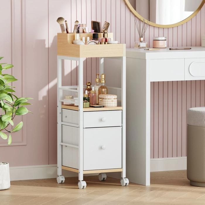 Desserte De Salle De Bain-HOOBRO-Chariot de Rangement pour Maquillage-Chariot Polyvalent pour Soins de la Peau