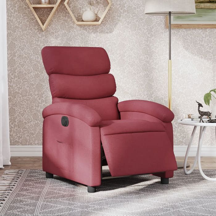 Promo 2026 Fauteuil inclinable Charge 150kg 70x92x99 5 cm - Fauteuil Releveur Relax électrique Rouge bordeaux Tissu 9007