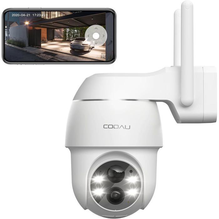 Caméra De Sécurité Extérieure Sans Fil – Vision Nocturne, étanche, Wi-Fi, 1080p, PTZ