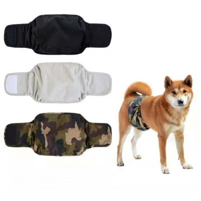 Comparer les prix de Lot de 3 Couches Chien Male - KZQ - Lavables - Ajustables - Absorbantes - Imperméables
