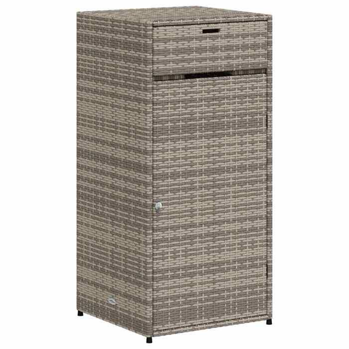 SALE 2026Armoire de rangement de jardin - Coffre de rangement extérieur gris 55x55x111cm - Résine tressée 13.3 Kg 8072537