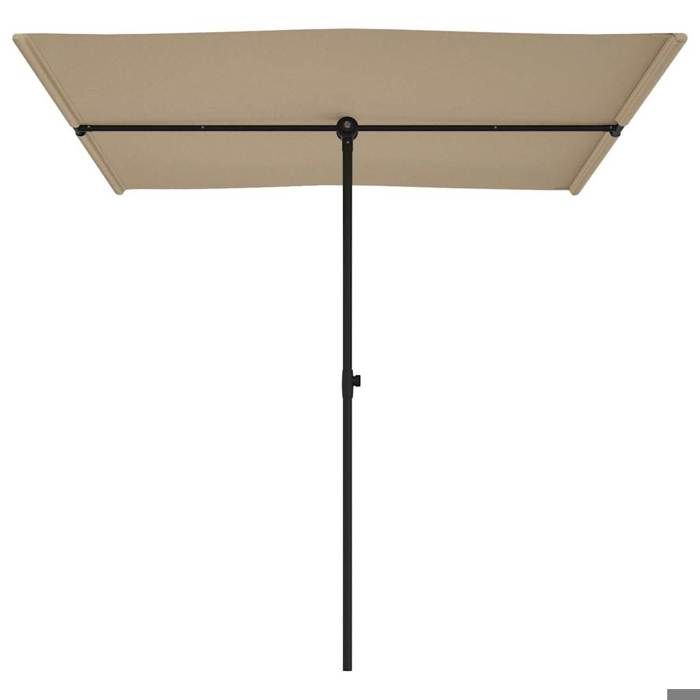 Parasol de jardin en aluminium - MEUBLECHIC - 200x150 cm - Taupe - Polyester anti-UV - Hauteur réglable - Rotation 180°