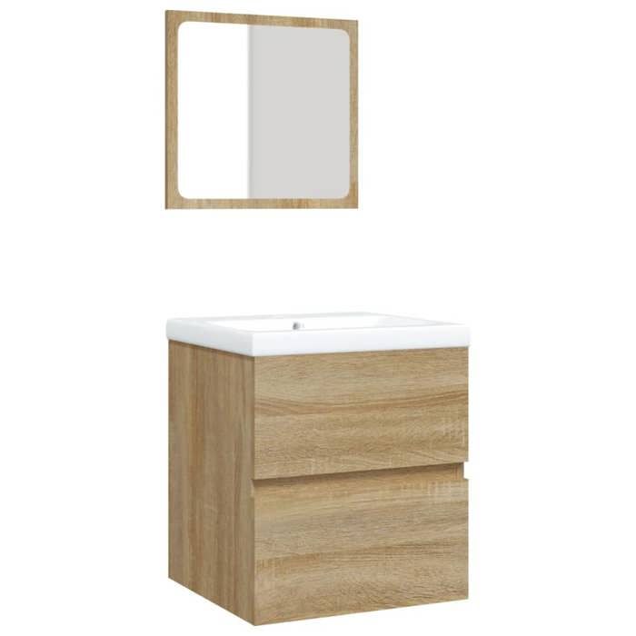 Bois Meuble-lavabos JILL avec espace de rangement bassin et miroir Chêne sonoma 41x38.5x45 cm MM682