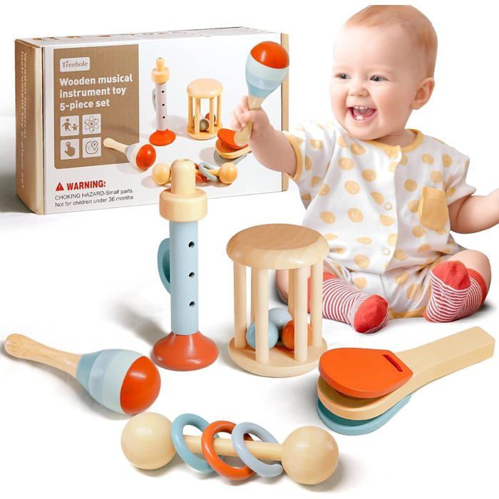 5 Pièces Jouet Bebe Bois Instrument Musique Hochet EntraîNement Sensoriel Enfant Ensemble Rythmique Percussion Cadeau Tambourin 5 Pièces Jouet Bebe Bois Instrument Musique Hochet EntraîNement Sensoriel Enfant Ensemble Rythmique Percussion Cadeau Tambourin
