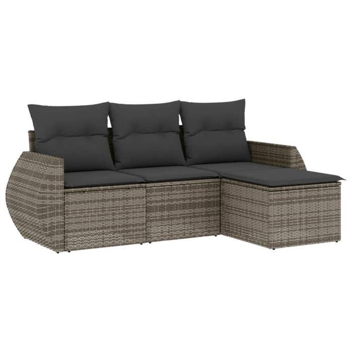 SALE 2026Meuble dExtérieur arrière-cour Gris - Salon Bas de jardin relaxant 4 pcs avec coussins gris résine tressée 55x62x69cm 32