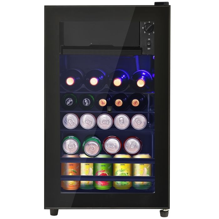 Mini Réfrigérateur 76L 6L Congélateur 70L Réfrigérateur Compresseur Silencieux Éclairage LED 51 Canettes Classe Énergétique E