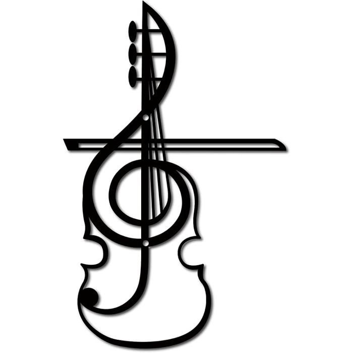 Notes de Musique Décoration Murale en Métal Instruments de Musique Signes Muraux Noirs Guitare Noire de Notes de Musique