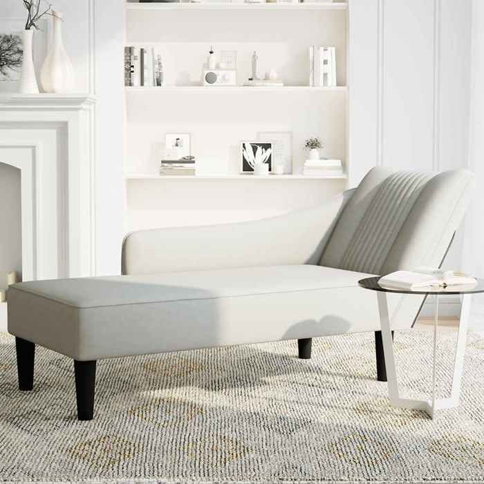 Gris Chaise de relaxation - SWEETY Fauteuil long - avec accoudoir - droit gris clair velours 140x56x66cm CL24573965686