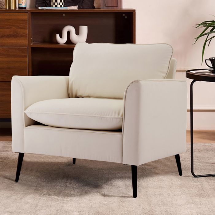 Fauteuil en simili cuir avec coussins tête et lombaires style nordique blanc