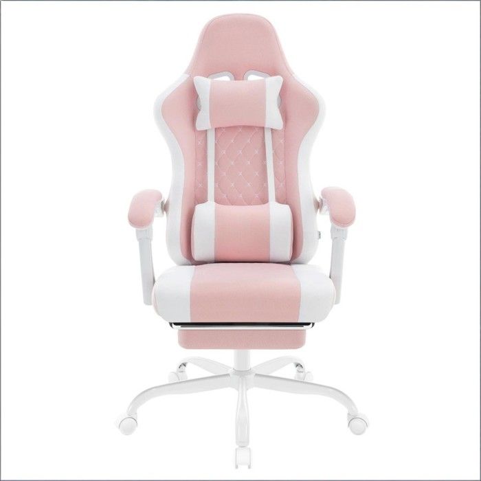 Chaise De Bureau Gaming Rose Et Blanc 70x70x119.5-127cm Ergonomique Pivotante Fonction Massante Pour Le Travail Et Le Jeu Chaise De Bureau Gaming Rose Et Blanc 70x70x119.5-127cm Ergonomique Pivotante Fonction Massante Pour Le Travail Et Le Jeu