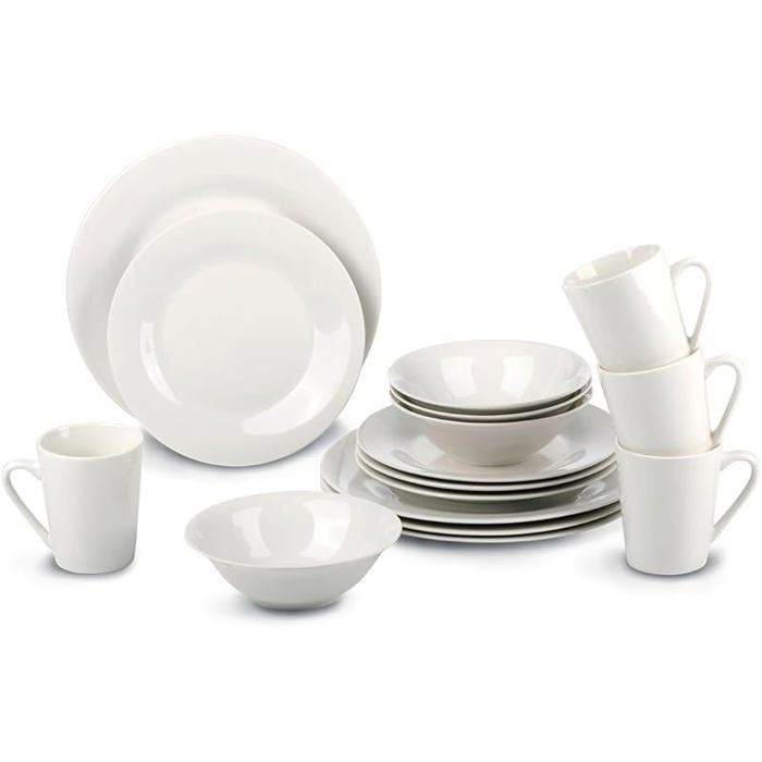 Assiettes Service de Table 4 Personnes - Lave-Vaisselle - Blanc SALADIER