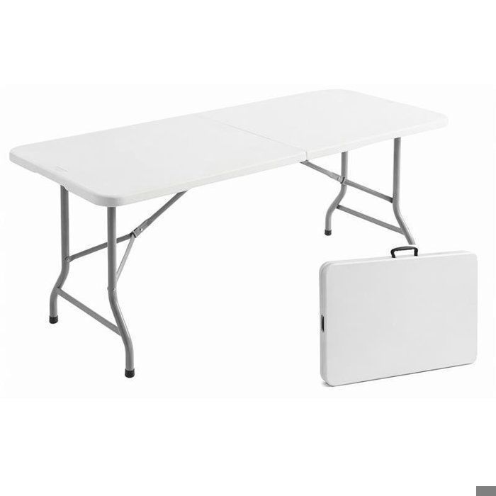 Outbee Table Pliante Camping 180x70x74 cm Table Jardin Pliable Blanche Charge 200 kg Outbee Table Pliante Camping 180x70x74 cm Table Jardin Pliable Blanche Charge 200 kg