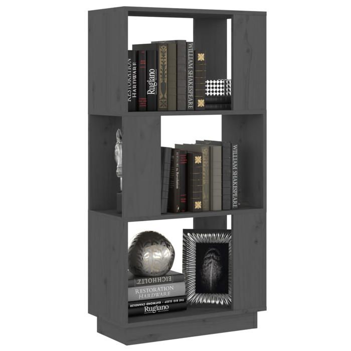 MEUBLE DE SEJOUR Gris - MODE Bibliothèque salon -/Séparateur de pièce Gris 51x25x101 cm Pin massif Nettoyer facile_09_3977