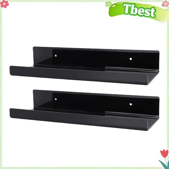 Tbest Support pour plantes à ventouse 2 Pack Étagère Murale Plante 12 Pouces Design Minimaliste Pour Jardin linge photo Noir