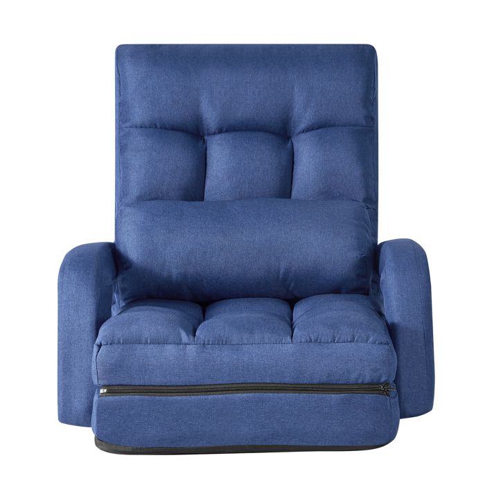 Fauteuil de sol pliable - DUOKU - QX-0339-4 - Dossier 5 positions - Tissu lin rembourré - Charge 136 kg