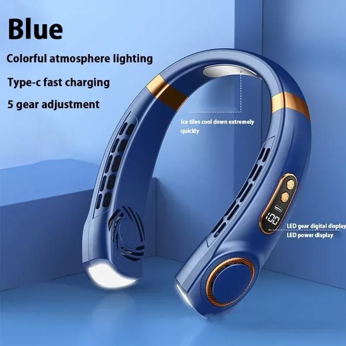 Ventilateur de cou rechargeable 5 vitesses portable avec affichage numérique 4000mAh sans pales pour le sport[F14]