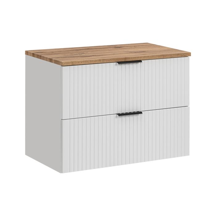 Meuble Suspendu sous Vasque ADEN SET2 2 Tiroirs Blanc Blanc 46 x 80 x 60 cm