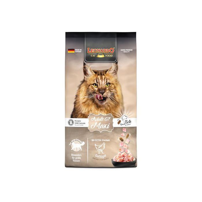 Croquettes pour chat adulte - LEONARDO - Pure Volaille - Sans céréales - 30% volaille fraîche - Pour grandes races