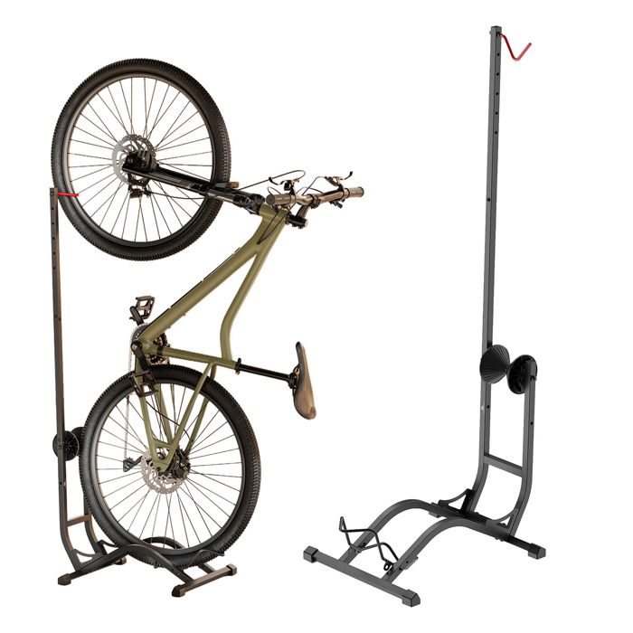 Support à vélos au sol Maclean autonome horizontal / vertical pour le rangement en acier charge maximale 35 kg MC-170