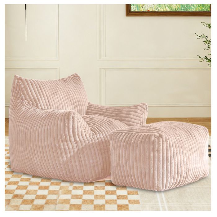 Fauteuil relax 1 place avec ottoman - MODENVIE - soutien 5 zones flannelette rose pour salon intérieur