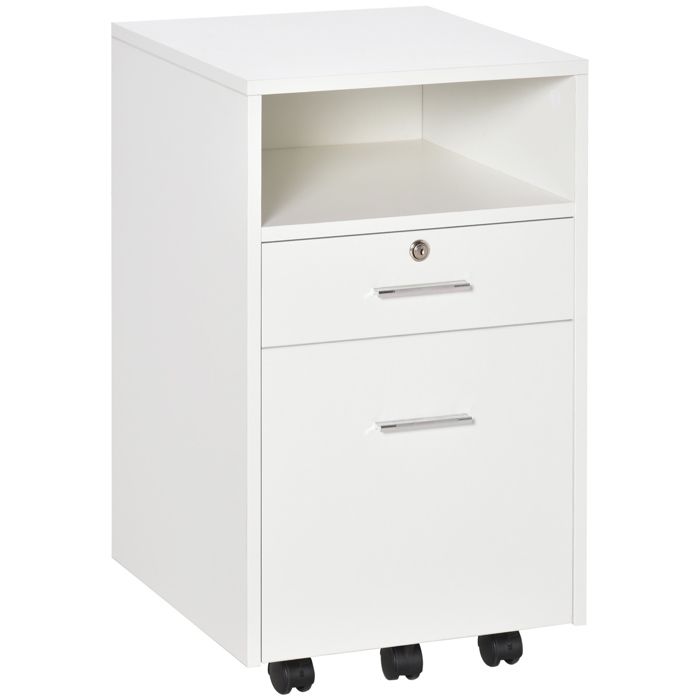 FSX Commode de bureau commode pour bureau avec rangement pour documents et imprimante 2 clés blanche