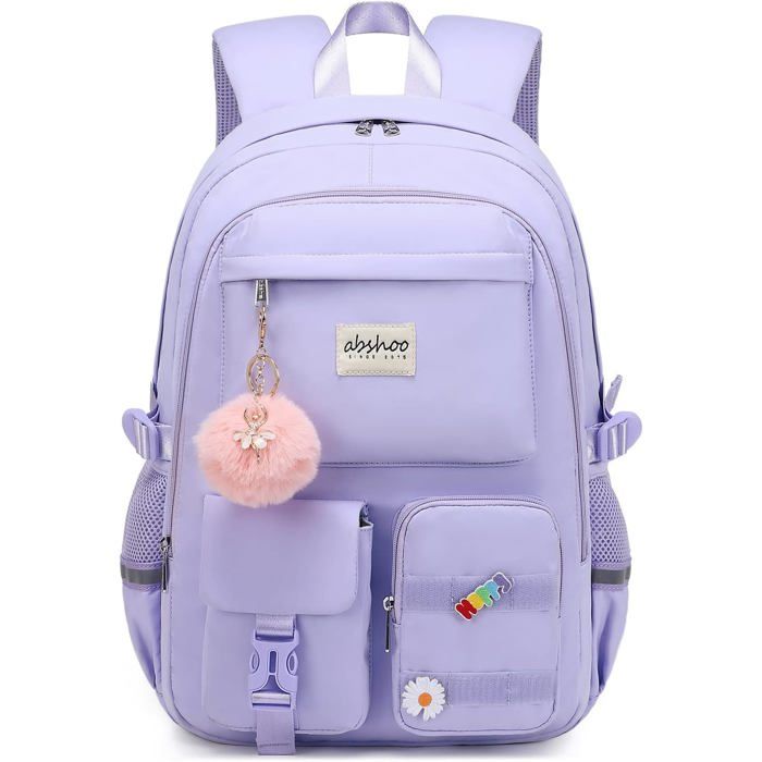 Cartable Fille Primaire Sac à Dos Scolaire Cartable Adolescent Grande Capacité Étanche pour Collège Lycée - DFC01- Violet